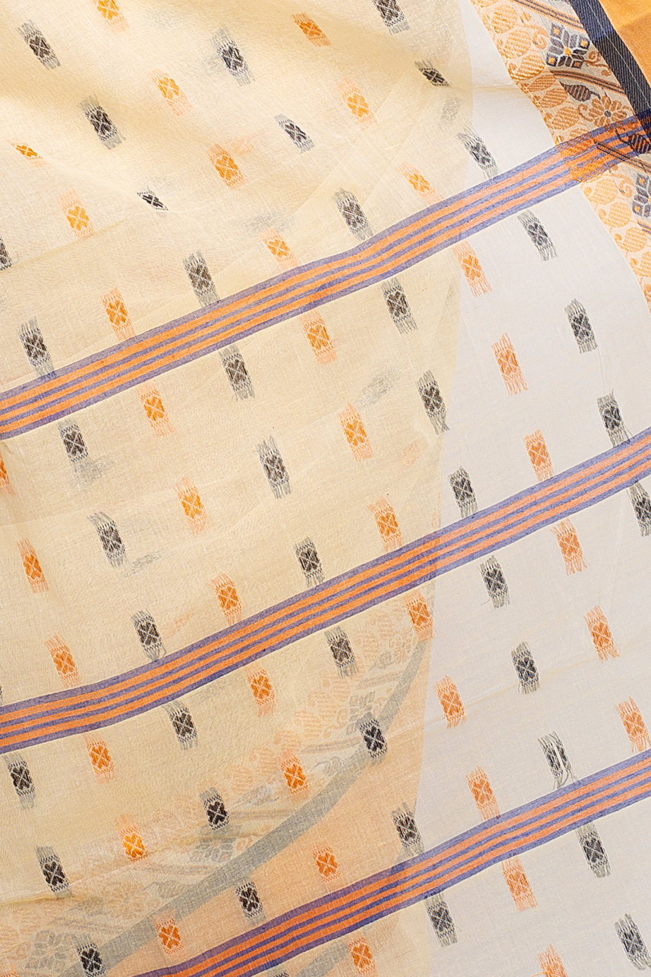 Off White Pure Cotton ToraPar Tant Saree (883)